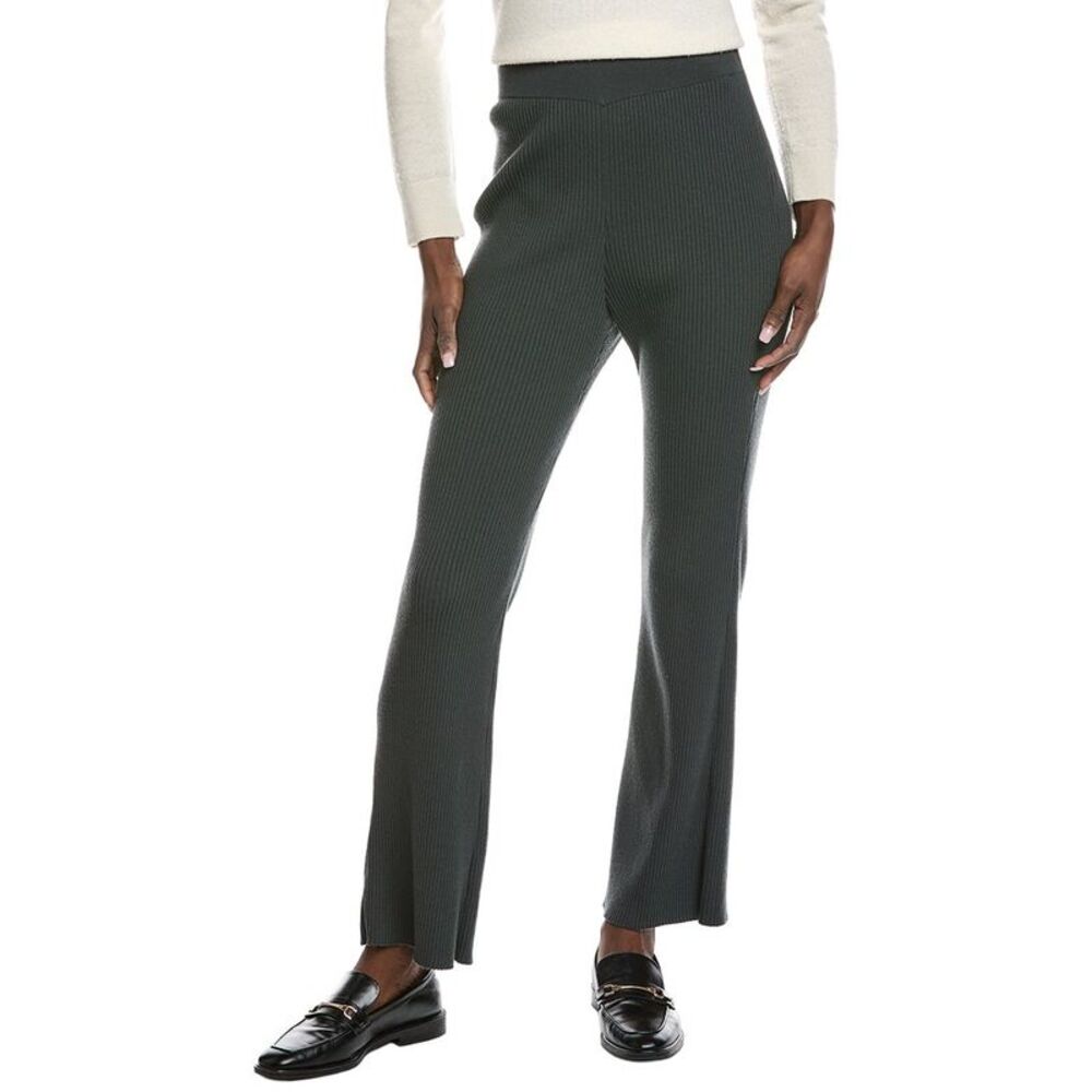 Akris Womens  Rib Wool-Blend Pant, Gray